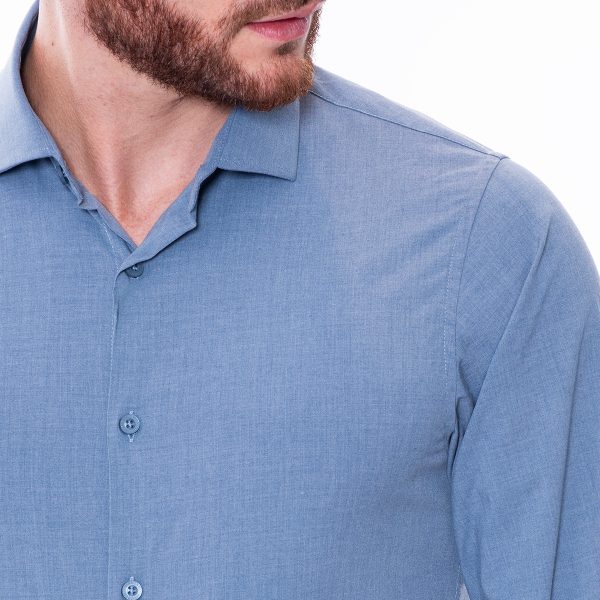 Camisa Fibra de Bambú Azul Vermonti Online Hot Sale