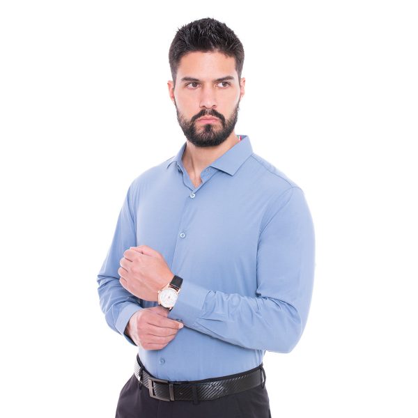 Camisa Fibra De Bambú Azul Vermonti For Cheap