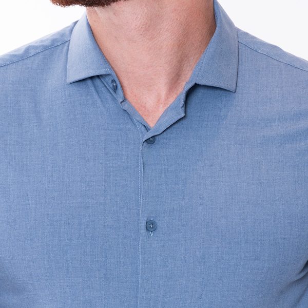 Camisa Fibra de Bambú Azul Vermonti Online Hot Sale