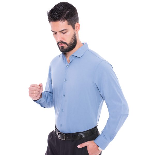 Camisa Fibra De Bambú Azul Vermonti For Cheap