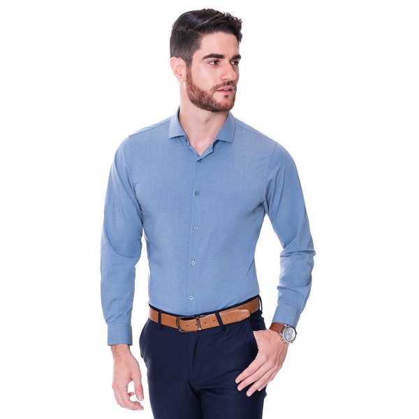 Camisa Fibra de Bambú Azul Vermonti Online Hot Sale