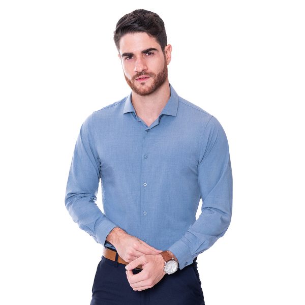 Camisa Fibra de Bambú Azul Vermonti Online Hot Sale