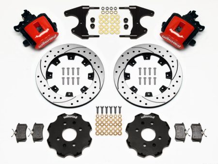 Wilwood Combination Parking Brake Rear Kit 12.19in Drilled Red Civic   Integra Drum 2.46 Hub Offset on Sale