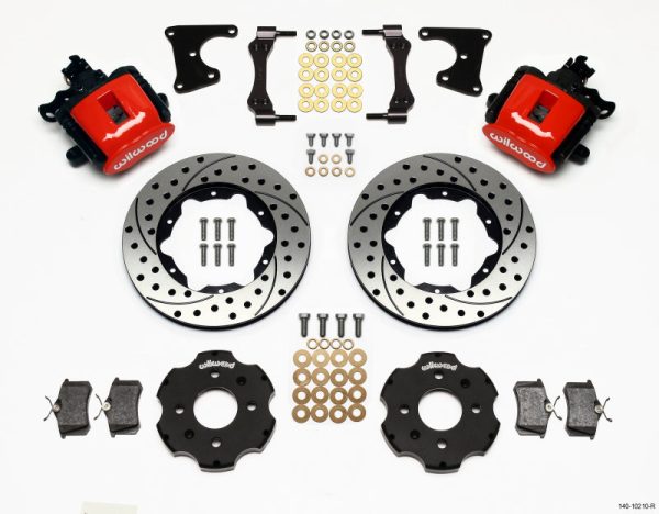 Wilwood Combination Parking Brake Rear Kit 11.00in Drilled Red Civic   Integra Drum 2.71 Hub Offset For Cheap