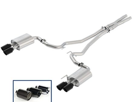 Ford Racing 2018+ Mustang GT 5.0L Cat-Back Sport Exhaust System w  Quad Black Chrome Tips Online Sale