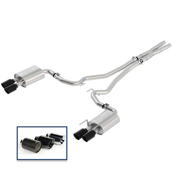 Ford Racing 2018+ Mustang GT 5.0L Cat-Back Sport Exhaust System w  Quad Black Chrome Tips Online Sale