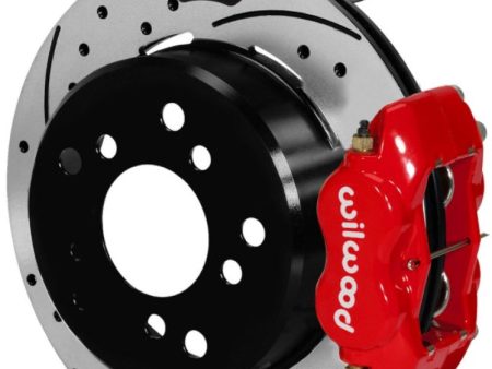 Wilwood Forged Dynalite Rear Electronic Parking Brake Kit - Red Powder Coat Caliper - D S Rotor Hot on Sale