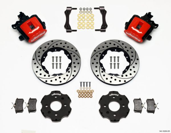 Wilwood Combination Parking Brake Rear Kit 11.00in Drilled Red Civic   Integra Disc 2.39 Hub Offset For Sale