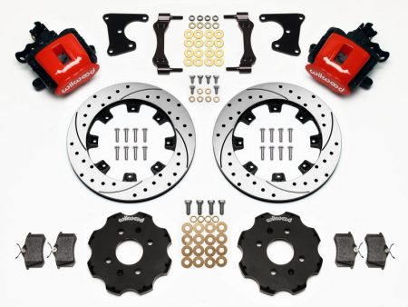 Wilwood Combination Parking Brake Rear Kit 12.19in Drilled Red Civic   Integra Drum 2.71 Hub Offset For Sale