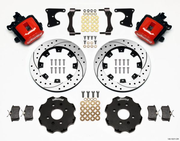 Wilwood Combination Parking Brake Rear Kit 12.19in Drilled Red Civic   Integra Drum 2.71 Hub Offset For Sale