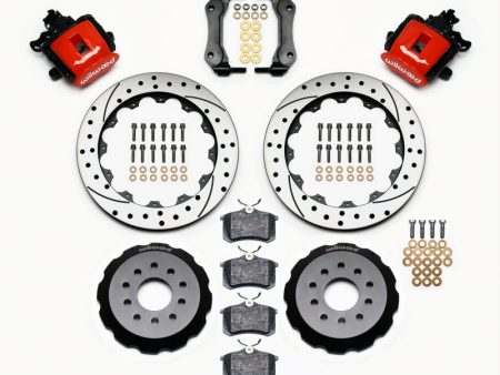 Wilwood Combination Parking Brake Rear Kit 12.88in Drilled Red Mustang 94-04 For Discount