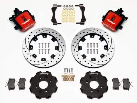 Wilwood Combination Parking Brake Rear Kit 12.19in Drilled Red Civic   Integra Disc 2.39 Hub Offset For Cheap