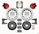 Wilwood Combination Parking Brake Rear Kit 12.88in Drilled Red 2005-2014 Mustang For Discount