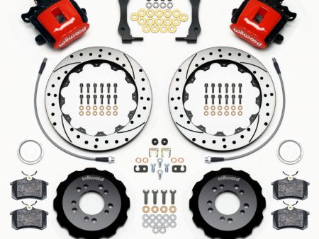 Wilwood Combination Parking Brake Rear Kit 12.88in Drilled Red 2013-Up Ford Focus ST w  Lines For Cheap